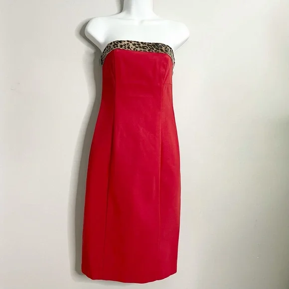 maria bianca nero red dress Vintage Maria Bianca Nero Dress Size M Party Cocktail Red Black Jeweled Neckline